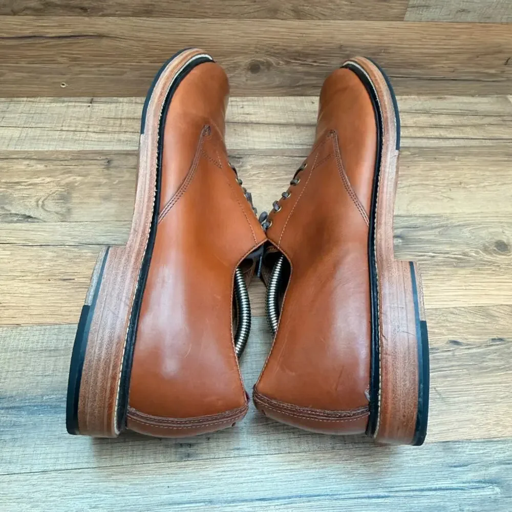 J Crew Oar Stripe Men's Size 13 Brown Leather Derbys Dress Shoes